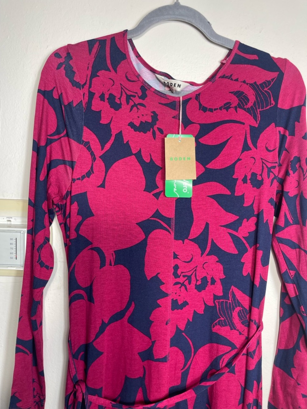 Boden Lucy Jersey Midi Dress Warm Cranberry Tulip Bloom Floral NWT Size 10 - Picture 6 of 7